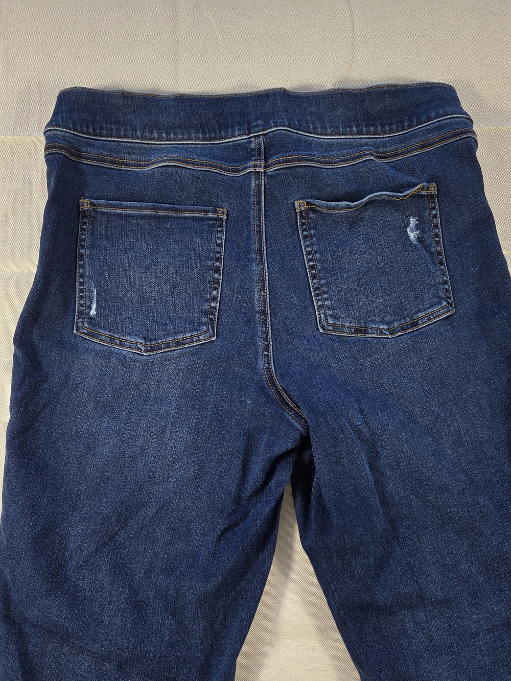 SPANX Sara Blakely Pull-On Skinny Jeans Raw Hem Blue Large